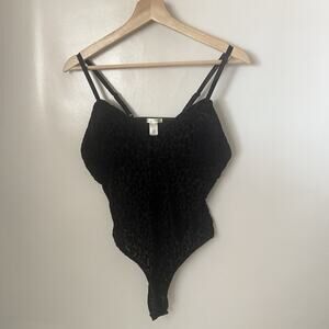 Bozzolo Black Leopard Bodysuit Sexy Animal Print Lingeries Cups Lined Thong XL